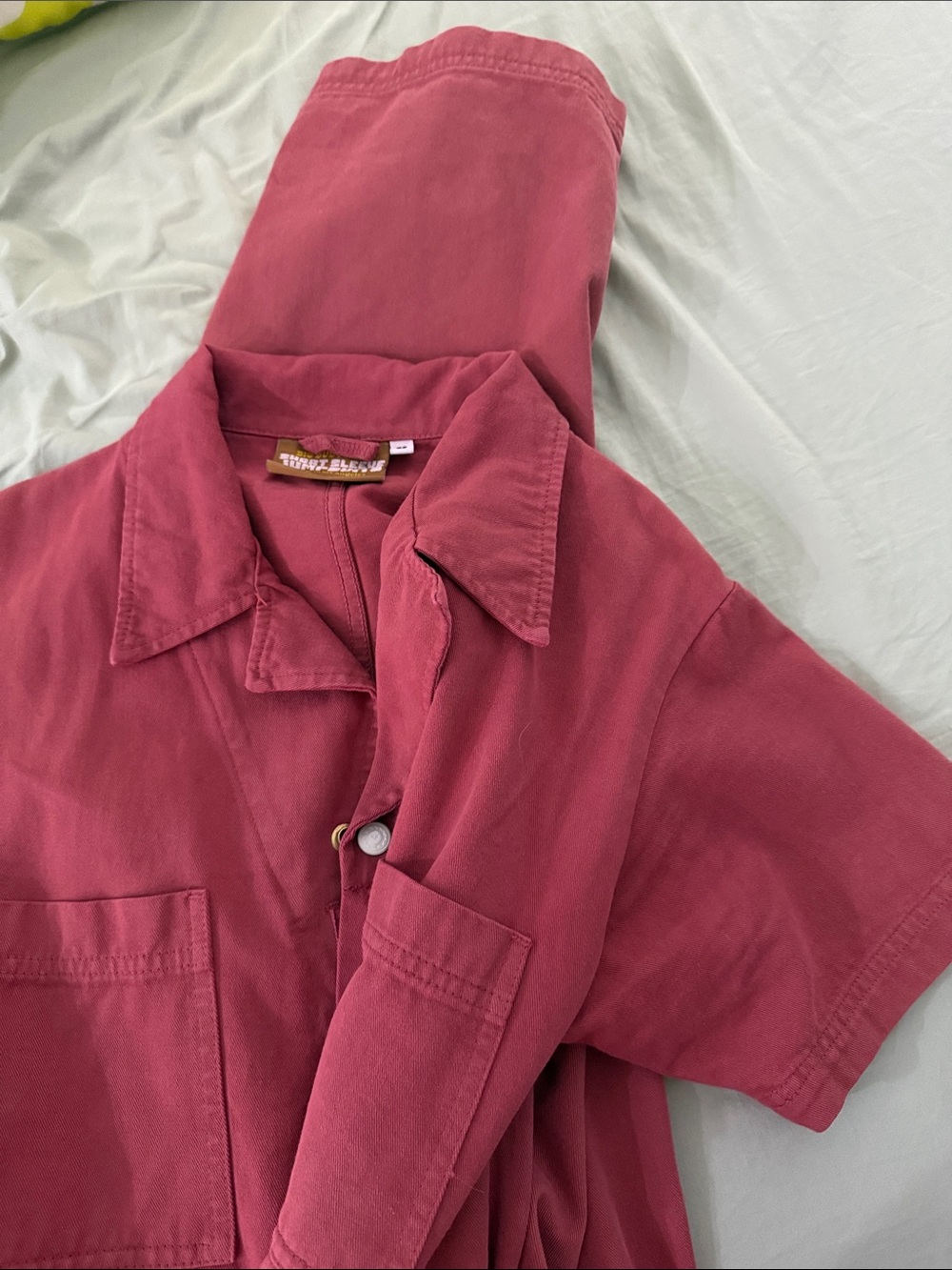 Dark Salmon dyed Big Bud short sleeve jumpsuit Medium